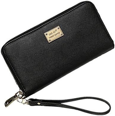 Leather Wallets for Women Long Large Capacity Purse with Wristlet Strap
