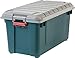 IRIS USA Plastic Storage Boxes, Heavy-Duty Utility Storage Totes with Durable Lid and Secure Latching Buckles, Garage and Outdoor, Green/Gray, 4 Pack