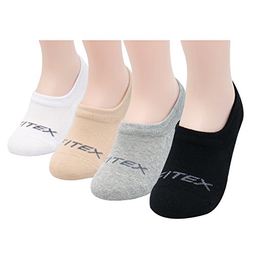 FITEXTREME 4 Pack Womens DryCool Active Sports Thick No Show Socks Non Slip S
