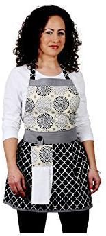 Women's Adult Apron by The Bedford Life: Women's (One Size) Black &amp; White 100% Cotton Mommy &amp; Daughter Available