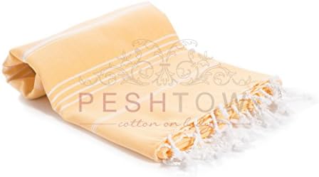 PESHTOW 100% Pure Cotton Peshtemals, Turkish Bath & Beach Towel, Turkish Pestemal Towel, 37 x 70", Fouta (YELLOW)