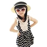 Urparcel Girls Chiffon Dots One Piece Dress Tunic Skirts Ruffled Sleeveless 1-6y