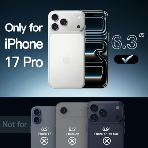 JETech Funda Magnética para iPhone 17 Pro 6.3 Pulgadas Compatible con MagSafe, Carcasa Antigolpes, Anti-Arañazos Respaldo Transparente (Transparente)