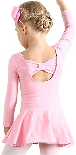 Girls Dance Ballet Dress Long Sleeve Leotard Kids Classic Bowknot Design