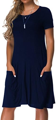 VOIANLIMO Women's Plus Size Casual Loose T Shirt Mini Dress with Pockets