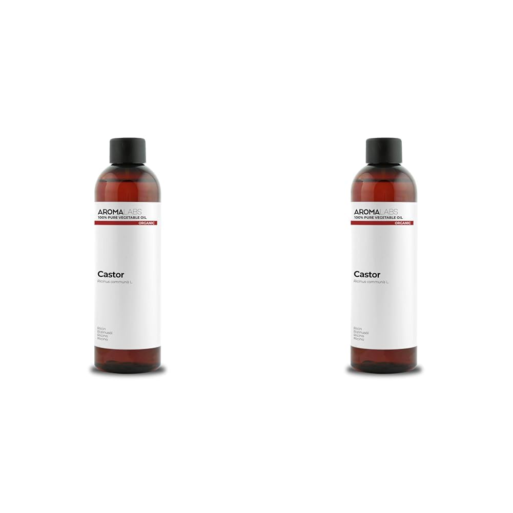 ORGANIC - CASTOR Oil - 250mL - 100% Pure, Natural, Cold Pressed And Cosmos Certified - AROMA LABS (French Brand) (Pack of 2)