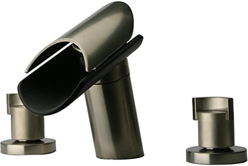 Pogno triple hole double lever handle widespread lavatory faucet (1.2 GPM) (Brushed Nickel-Wenge)