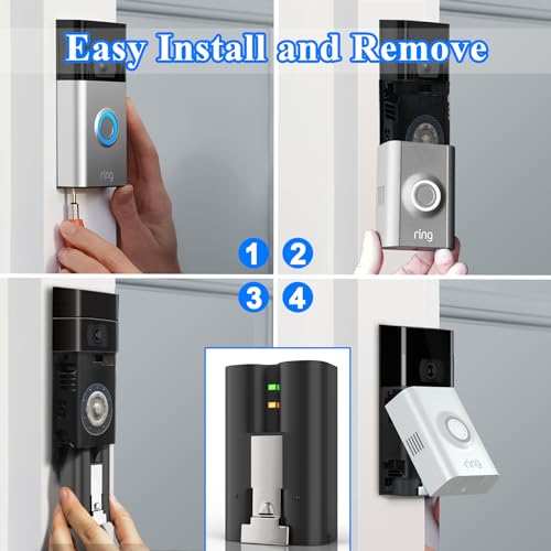 Replacement Rechargeable Battery for Ring, 2 Pack Lithium 6040mAh Batteries with Charger Station for Ring Video Doorbell 2/3/4/3plus, Spotlight Camera, Stick Up Cam Indooor and Outdoor