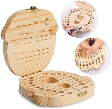 Ruiuzi Teeth Saves Box for Children and Girls Children in Souvenir Wood Gift, Accumulation of Teeth (Girl) - Image 5