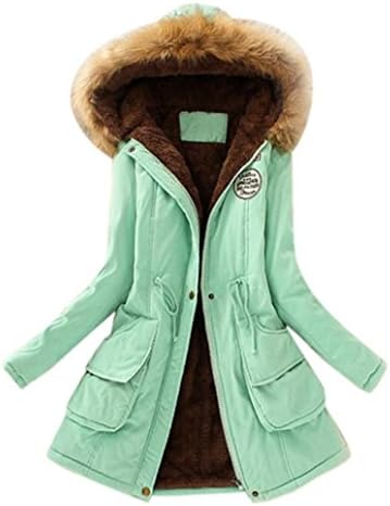 Women Coat, New Hot Sale Womens Warm Long Coat Faux Fur Collar Hooded Jacket Slim Winter Parka Outwear Sweater by Neartime (L, Green)