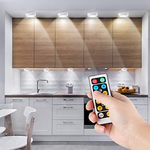 Eicaus Wireless Under Cabinet Lighting 8 Pack, Led Puck Lights with Remote Control for Counter Kitchen Closet, Battery Powered, Auto Off Timer, Tap On/Off, Stick on Anywhere - Thumbnail 2