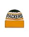 New Era NFL Biggest Fan 2.0 Cuff Knit Beanie, Yellow, One Size, Green Bay Packers