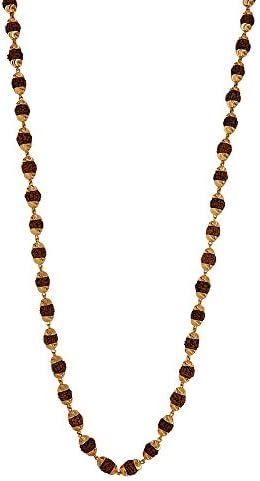 JewelsForum Rudra Beads Yellow Gold 22K/18K Hallmarked 24" Inch Long Rudraksha Gold Chain
