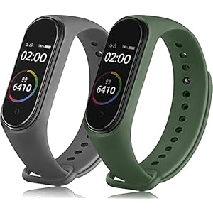 Rapidotzz Mi Band Straps – 2 Pcs (Green and Grey, Unisex) | Removable Straps ONLY for MI Band 3 and 4 | Multicolour…