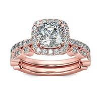 Iumer Rose Gold Bridal Set Zircon Wedding Engagement Couple Stacking Ring Set Women Jewelry,10