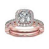 Iumer Rose Gold Bridal Set Zircon Wedding Engagement Couple Stacking Ring Set Women Jewelry,9