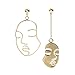 Geometric Human Face Ethnic Earrings Skull Head Earrings for Women Gold Tone Vintage Accessories