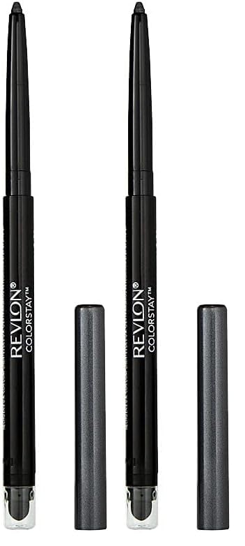 Revlon ColorStay Pencil Eyeliner with Built-in Sharpener, Waterproof, Smudgeproof, Longwearing Eye Makeup with Ultra-Fine Tip, Charcoal (204) (Pack of 2)