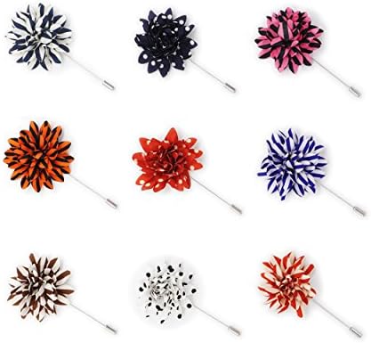 INNEE Handcrafted Lapel Flower 9pcs Boutonniere Pins in Clear Top Tin Box