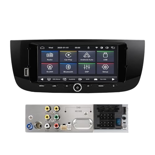 MAVYULQEF Linux Car Radio is compatible with Fiat Punto 2010-2016/Linea 2012-2015 Launch Light/Bluetooth/Wireless CarPlay/Android Auto/FM/AM/RDS/USB