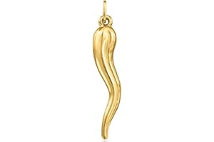 GOLDS REAL Real Genuine Solid 1/20 14K Yellow Gold Italian Horn Cornicello 1 Inch Necklace Pendant Charm for Men and Women