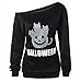 Lymanchi Women Halloween Off Shoulder Sweatshirt Long Sleeve Pumpkin Slouchy Pullover Tops