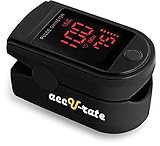 Acc U Rate Pro Series CMS 500DL Fingertip Pulse Oximeter Blood Oxygen Saturation Monitor with silicon cover, batteries and lanyard (Mystic Black) (Health and Beauty)