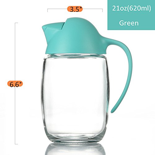 Olive Oil Dispenser Bottle with Automatic Cap 21oz Glass Oil and Vinegar Dispenser Bottle for Kitchen, No Drip Condiment Dispensing Cruet Container with Precise-Pour Spout Lovely Penguin Design(Green)