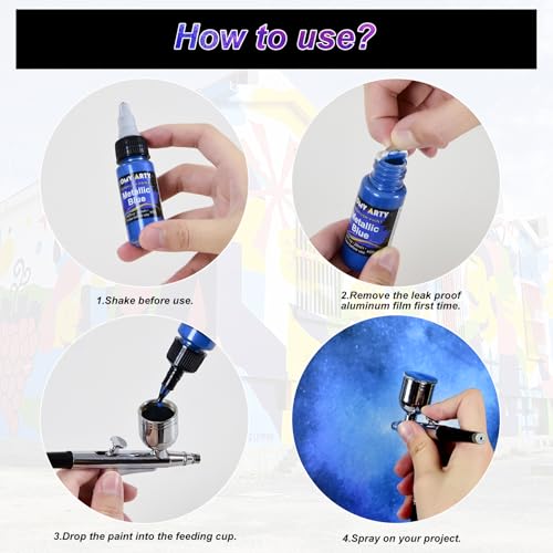 HOMY ARTY Airbrush Paint - 54 Colors And 6 Thinners For Airbrush Paint, Acrylic Air Brush Paints For Metal, Plastic Models - 60 Bottles