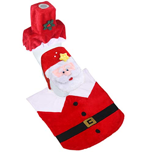 DOYOLLA Funny Santa Claus Toilet Seat Cover and Rug Set Red Christmas Bathroom Sets Decorations