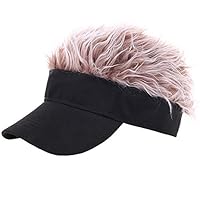 CRUOXIBB Flair Hair Visor Sun Cap Wig Peaked Baseball Hat Novelty Adjustable Visor with Spiked Hair