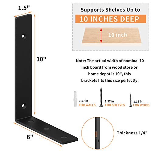 Shelf Brackets 10 Inch L Brackets for Shelves Heavy Duty Industrial