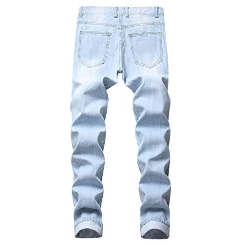 Classic Jeans Mens New Elastic Stretch Ripped Personality Denim Pants Trousers