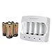 Arlo Certified: Tenergy 3.7V Arlo Battery Charger for Arlo Wireless Security Cameras (VMC3030/3200/3330/3430/3530) Fast Charger with 4-Pack 650mAh Rechargeable Batteries UL UN Certified