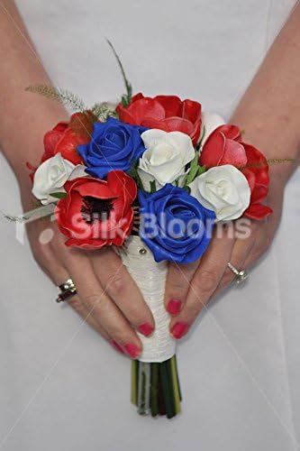 Red, White & Blue Fresh Touch Anemones & Roses Mini Posy Bridesmaid Wedding Bouquet