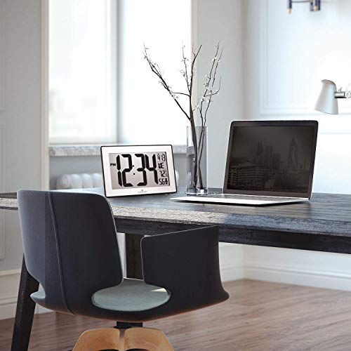 image for Marathon CL030068BK-SS Slim Panoramic Atomic Wall Clock with Table Sta
