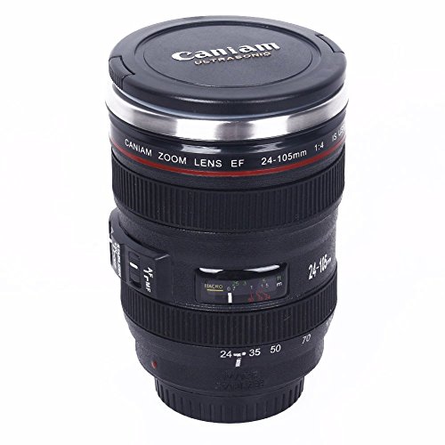Modekini Novelty Camera Lens Traveling Mug with Cover Stainless Steel