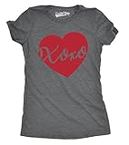 Crazy Dog T-Shirts Womens XOXO Script Heart Cute Valentines Day Hugs and Kisses T Shirt for Ladies