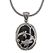NOVICA Artisan Onyx Pendant Necklace Bird Themed and Sterling Silver from India Black Indonesia Nature Animal Floral Leaf Tree Birthstone [19.75 in L 2 mm W Pendant(s) 2.6 in H x 1.4 in W x 0.3 in D]