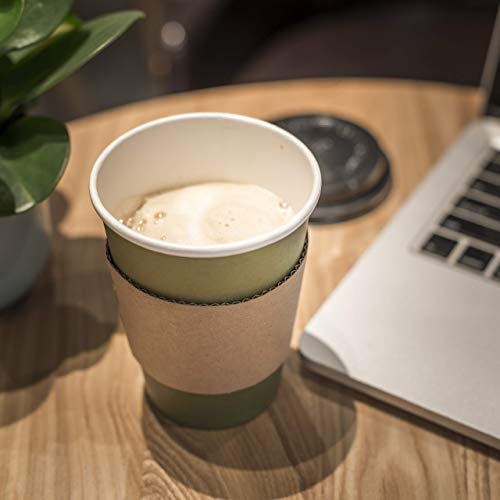 100 Pack Disposable Coffee Cups With Lids by EMP - Disposable And Eco Friendly To Go Coffee Cups - Leak Proof 12 Oz Insulated Coffee Cups - Lids And Sleeves Included