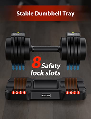 Adjustable Dumbbell, 15-55 lbs Adjustable Dumbbell Set w/ Anti-Slip Handle, Single Adjustable Dumbbell for Exercises, Home Workout Equipment, Full Body Strength Training and Muscle Building, Men/Women