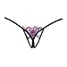 GIRLADY Rhinestone Lingerie for Women Men Sex Play G-String Thong Sexy Open Crotch Panty Black/Rose