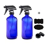 16oz Blue Glass Spray Bottles with Poly Cone Caps