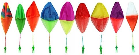 9 Pack Set Hand Throwing Parachute Figures Children's DIY-able Indoor &amp; Outdoor Flying Toy