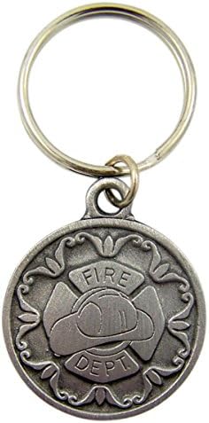 Fine Pewter Fireman's Prayer Religious Auto Key Chain, 1 1/2 Inch