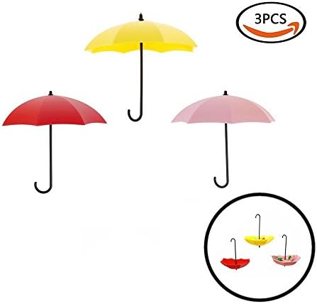 LuckyStar365 Wall Key Holder, Colorful Umbrella Wall Key Hook/Hanger for Home (red-pink-yellow)