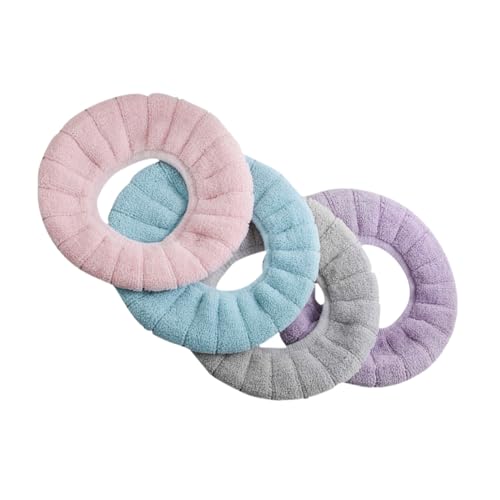 Healifty 4pcs Thicken Toilet Seat Covers Stretchable Washable Soft Warm Lint Fit
