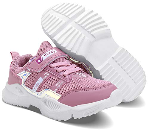 Vivay Kids Girls Sneakers Lightweight Casual Athletic Tennis Walking Shoes for Girls (Little Kid/Big Kid) Pink Size 2 Little Kid