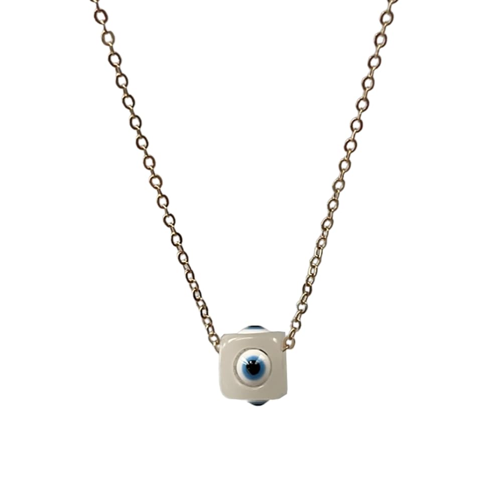 Evil Eye Pendant, Cube, White