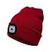 PRAVETTE Upgraded LED Lighted Beanie Hat,USB Rechargeable Hands Free Headlamp Cap,Unisex Winter Warmer Knit Hat with Light for Men,Women (Red)